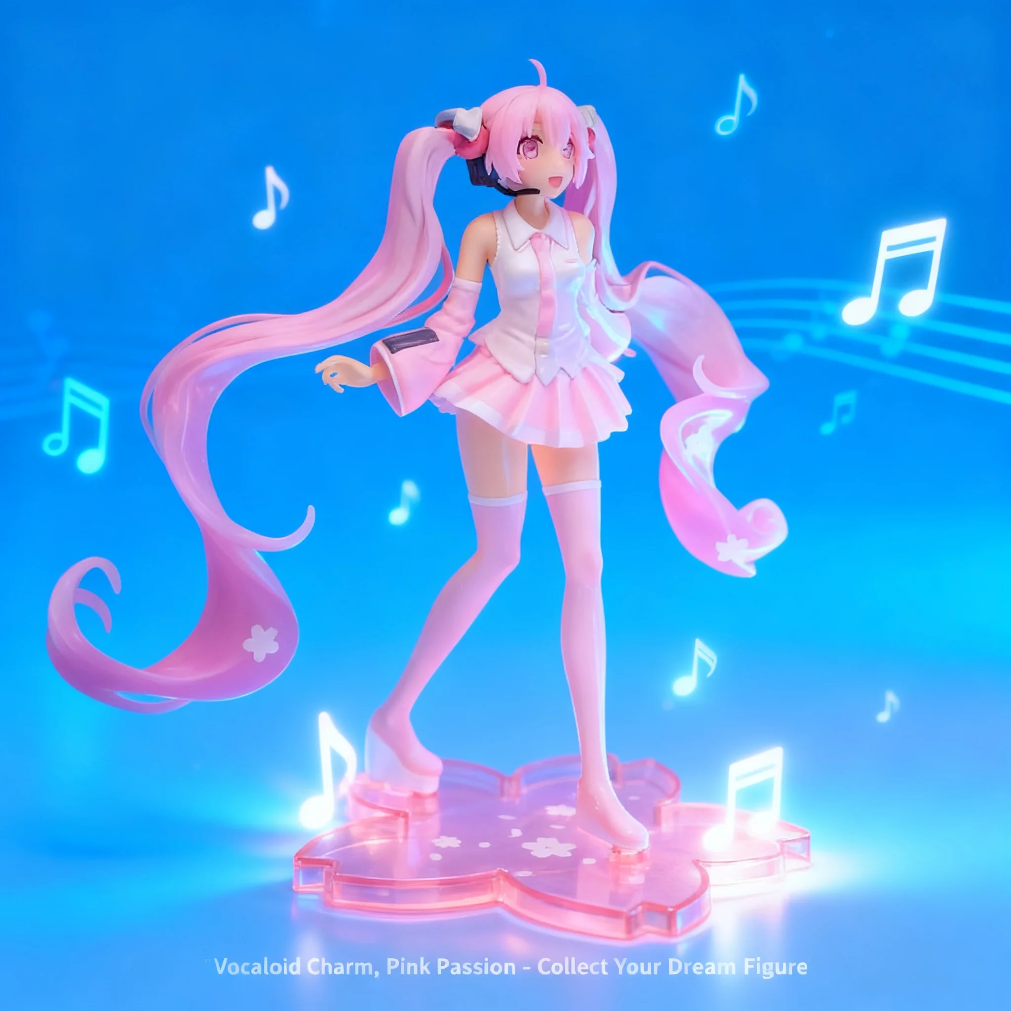 Figura de Hatsune Miku con Orejas de Conejo, Color Rosa Sakura, Regalo para Niñas, Colección de Muñecas, Decoración