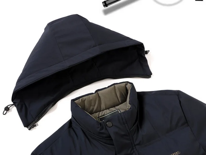 2026 Men Middle Aged Casual Jacket Hooded Thickened Padded Winter Warm Dad Business Coat Outerwear Jacket