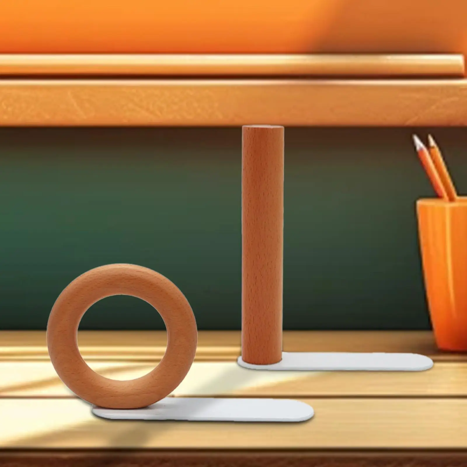 Wood Book End Organizer Decoration Anti Slip Geometric Book Support Tabletop Ornament for Shelves Library School Home Desktop