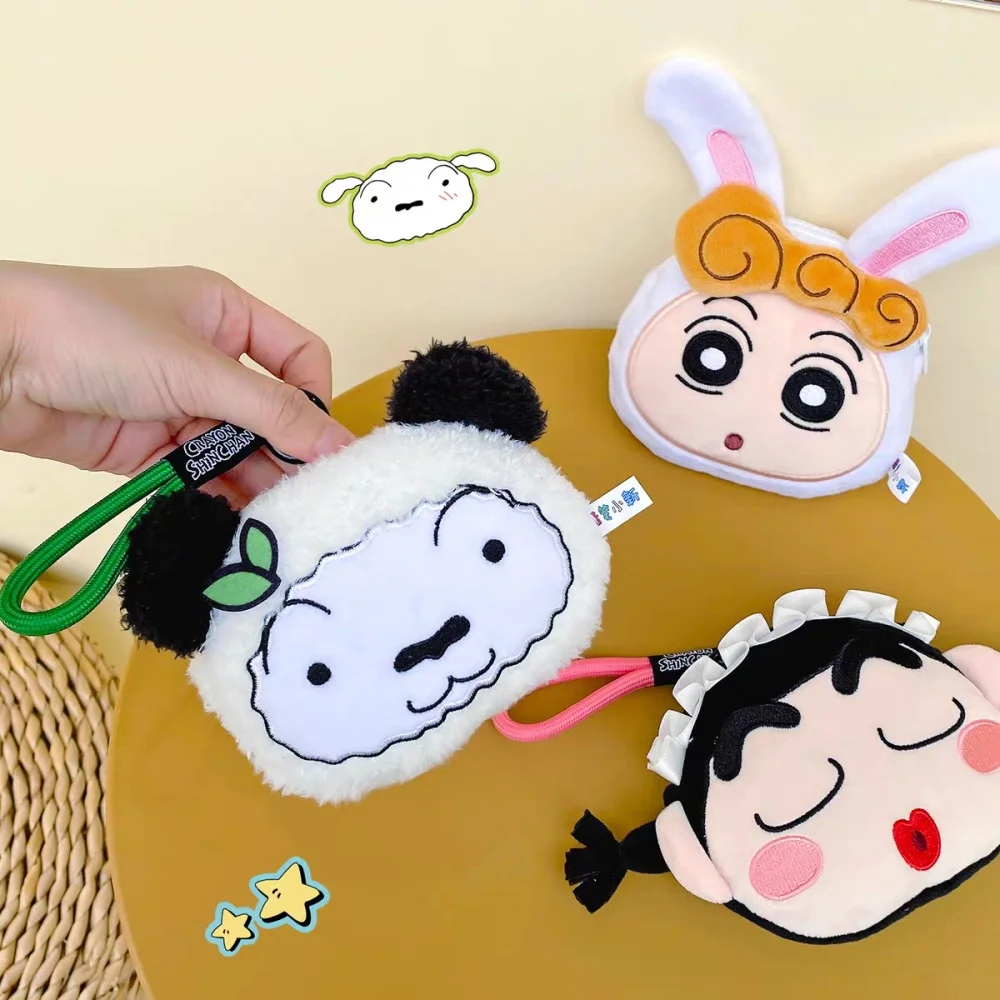 Portafoglio in peluche autentico Crayon Shin-Chan Cuffie Kawaii Rossetto Caricatore Frizione Zaino per cartoni animati Accessori decorativi Regalo Ragazza