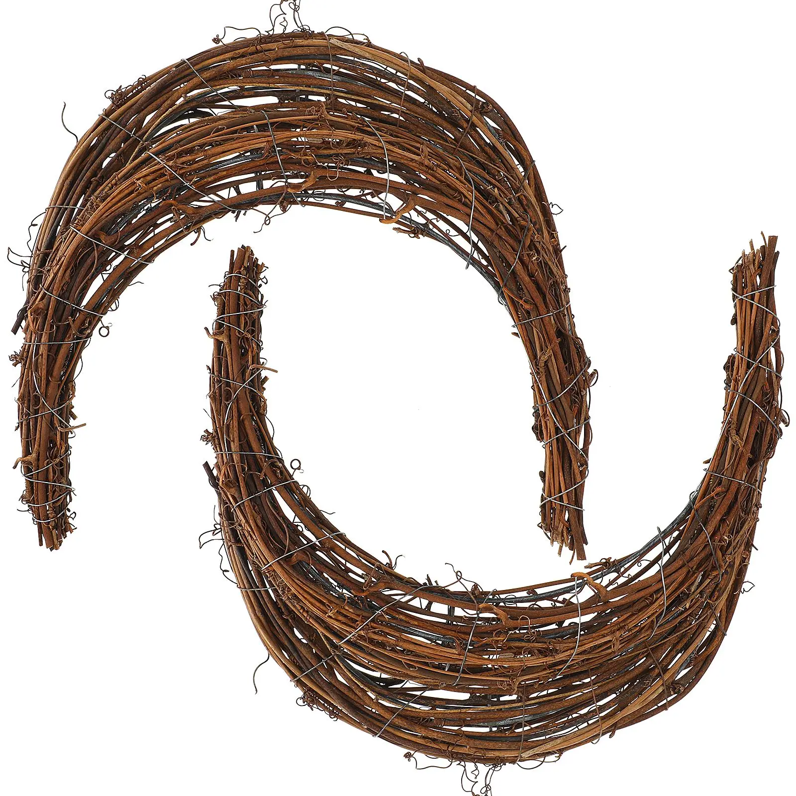 

2pcs Vine Wreath Moon Shape DIY Rattan Wreath Natural DIY Handmade Woven Wreath Rings Flower Branch craft wedding Christmas deco