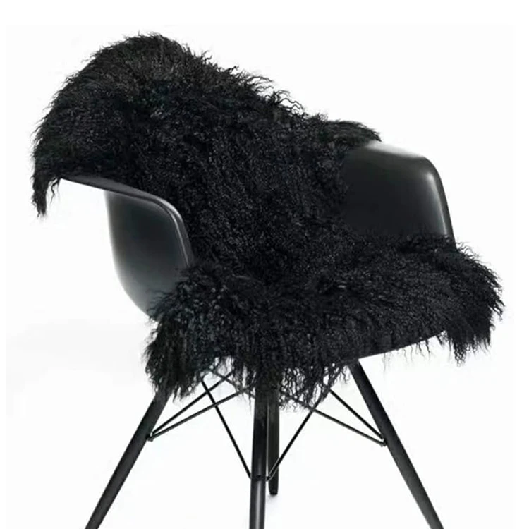 Luxury Primary Curly Mongolian Fur Rug Genuine Curly Tibetan Lamb Fur Plate for Doll Wig Sofa Sheepskin Blanket Carpet