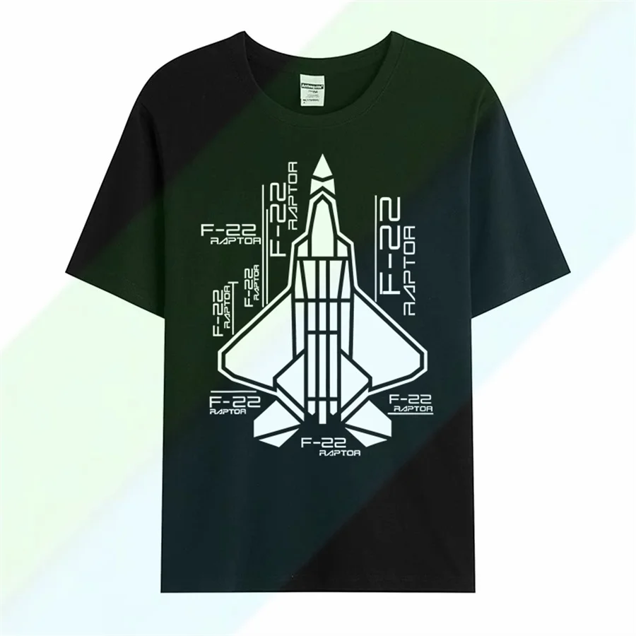 Raptor F-22 Jet Fighter T-shirt 100% Cotton Round Neck Summer Short Sleeve Casual Men's T-shirt Size S-3XL