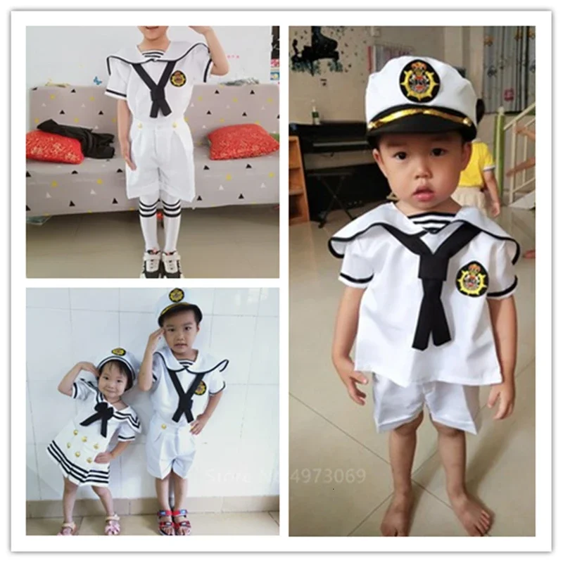 Saior uniform kids chorus baby girl boy Navy Halloween Cosplay Carnival Party army suit anime school stage wear dance