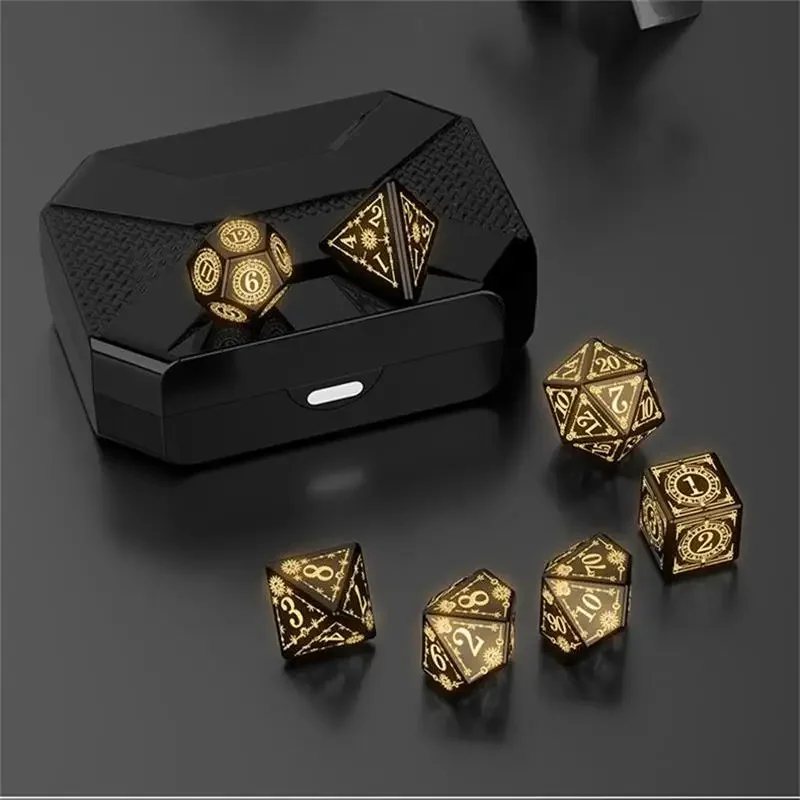 

Game Dice Rechargeable With Charging Box New Creative 7 PCS LED Luminous Dice For Tabletop Games RPG D&D Dice Birthday Gift