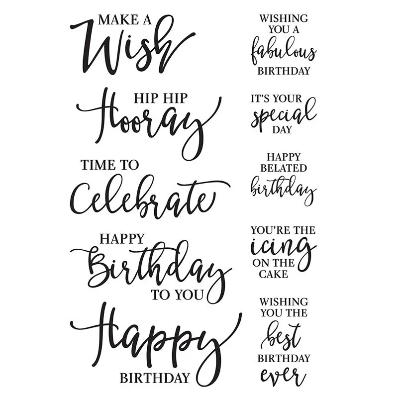 Nuovo buon compleanno parole inglesi timbri trasparenti per artigianato fai da te creazione di biglietti d'auguri di carta scrapbooking senza fustelle in metallo