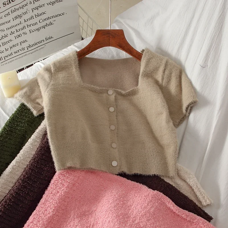 Set da donna Crop Top Solid Slim Casual Dolce Sexy Colore caramella Kawaii Streetwear Accogliente stile coreano Basic Chic Primavera Mujer Ins Nuovo