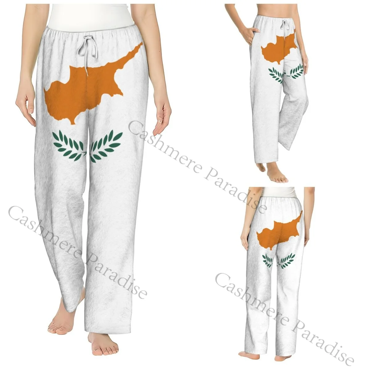 

Cyprus Flag Warm Women Pajama Pants Flannel Sleep Bottoms Soft Fleece Loungewear