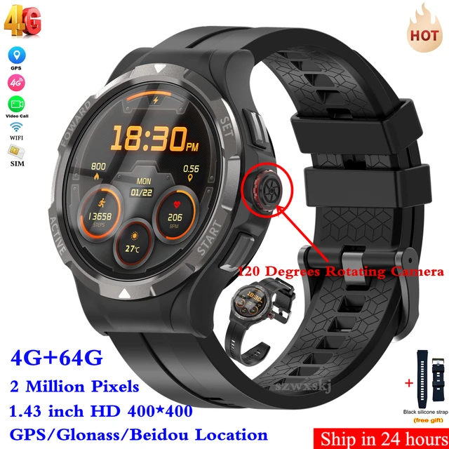 V10 Smart Watch Men 4G 128G 1.43 Screen Android 10.1 GPS GLONASS Beidou Telescopic 120 Rotary 2Million PixelsCamera Smartwatch AliExpress