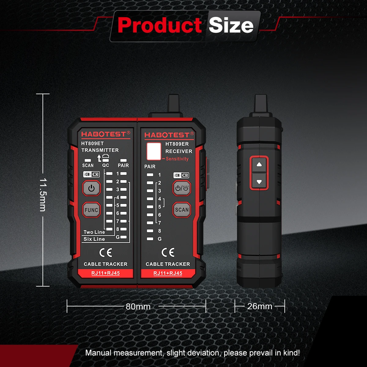 HABOTEST Kabeltester HT809A RJ45 RJ11 Ethernet-Leitungsfinder CAT5 VFL Glasfaser-Fehlerdetektor mit Geräuschunterdrückung – Detail 5