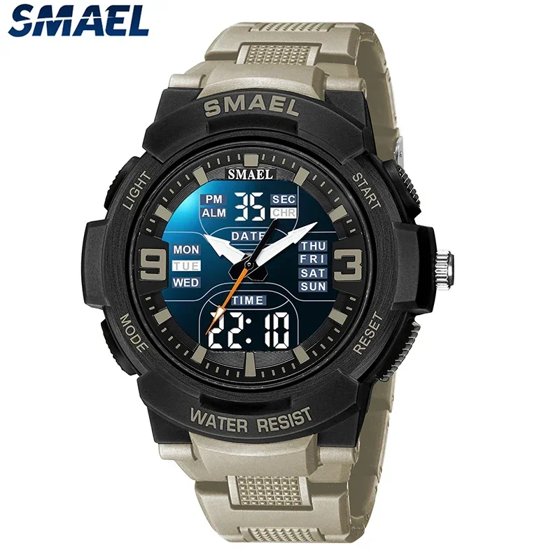 SMAEL Quartz Wristwatch Men 50m Waterproof Sports Watch Digital   Shock  Army WatcH Men Military Watch New Fashion Watches 1912