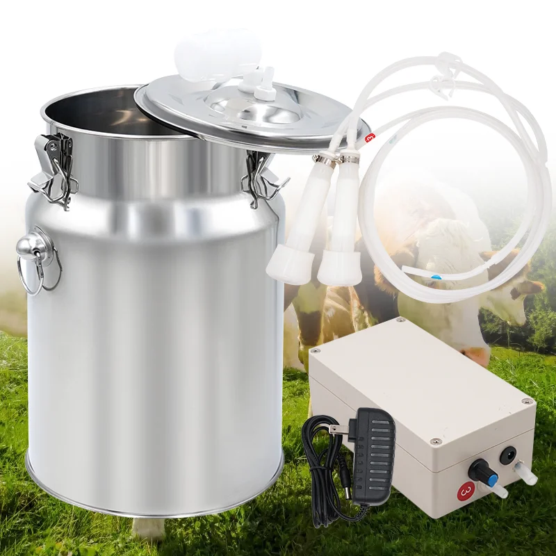 Electric Milking Machine For Sheep Vacuum Pump 10L Milk Bucket Cow Pulsating Milking Machine Milk Equipment Self Stop Farm Tool