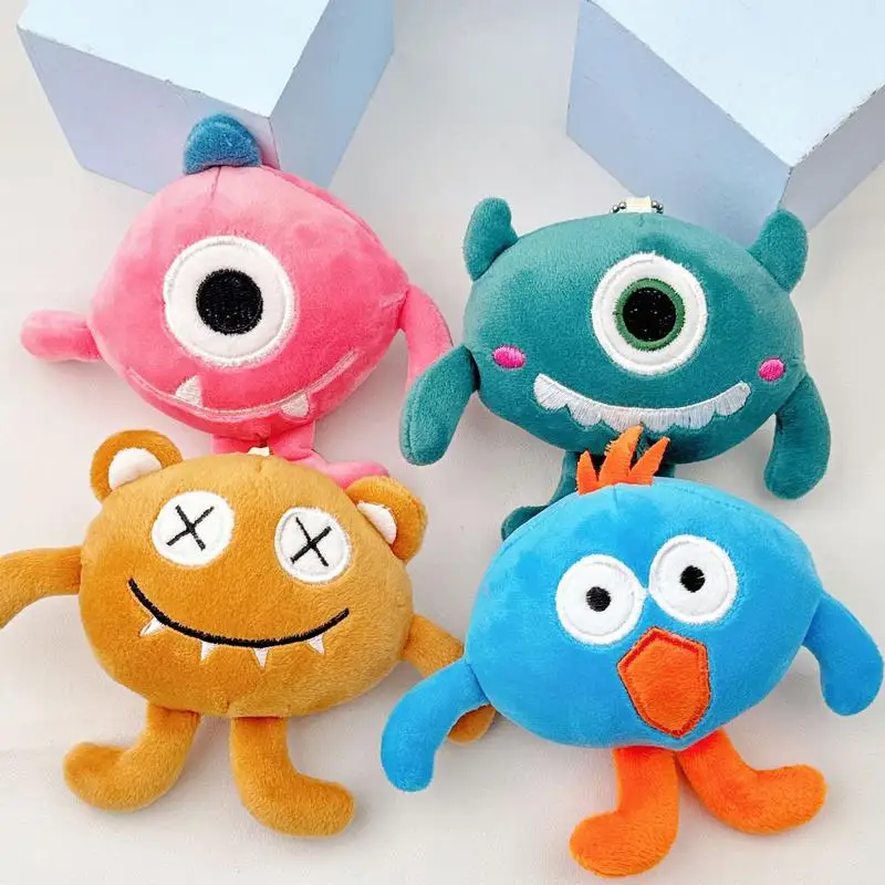 Cute Plush Keychain Cartoon Bag Pendants Big-Eyed Design Keychain Collectible Soft Toys With Bead Chain For Boys