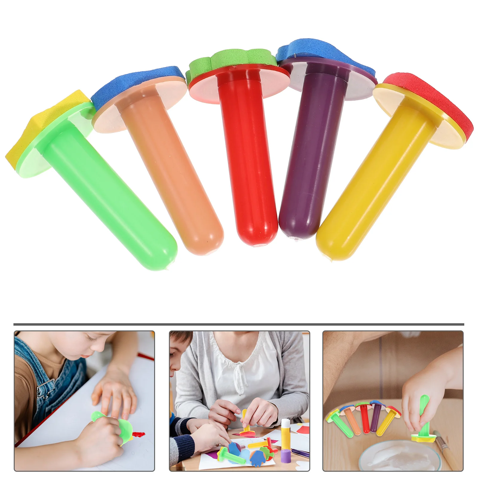 

5 Pcs Painting Stamp DIY Stamper Sponges Tool Brushes for Kids Die Supplies Plastic Child