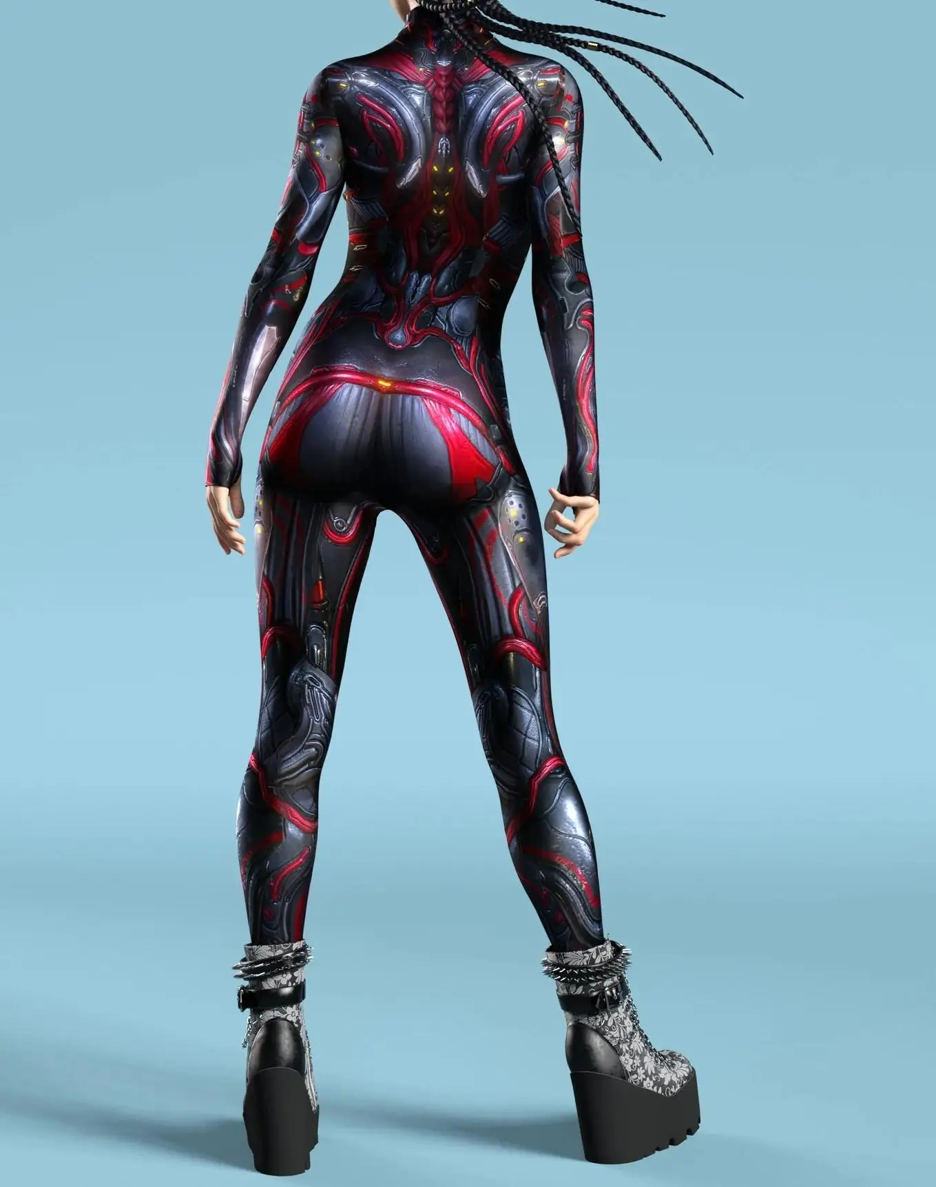 Cooles mechanisches Rüstungs-Cosplay-Kostüm für Frauen, Punk-Bodysuit, elastischer Jumpsuit für Feiertagspartys, ausgefallene Aerial-Yoga-Auftritte, Catsuit – Detail 8