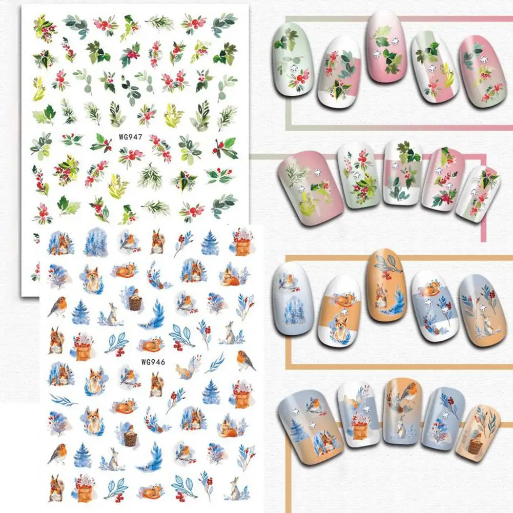 Nail Art Sticker Stylish Multiple Styles Nail Art Decal Cute Christmas Cartoon Nail Design Sticker for Nail Salon