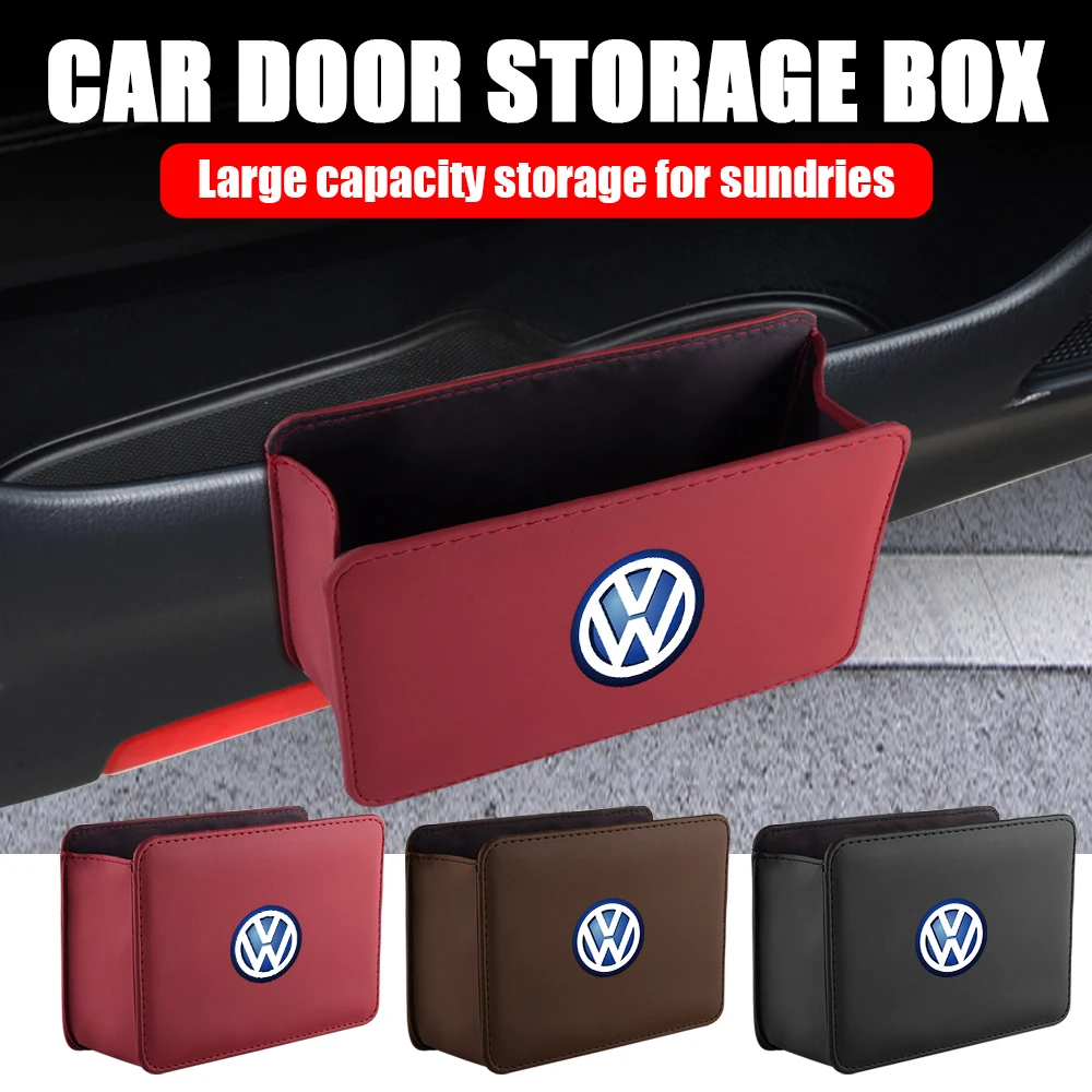 Car Seat Back Organizer Box Side Door Leather Storage Case For Volkswagen VW Golf Polo Tiguan Jetta Touran Passat Rline Beetle