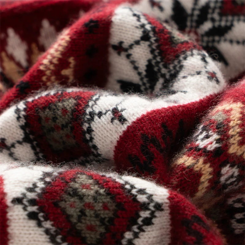 Thickened Fel Island Cashmere Sweater Men's Half High Collar Jacquard Sweater Casual Loose Knitted Sweater Warm Base Sweater