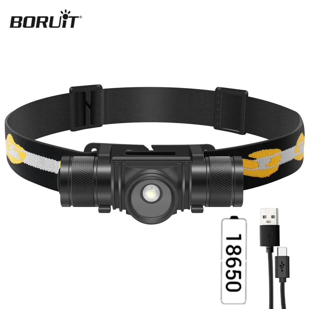 BORUiT D20 1000LM LED Headlamp Zoom Headlight USB Rechargeable Torch Waterproof Fishing Camping Lighting Work Emergency Lantern