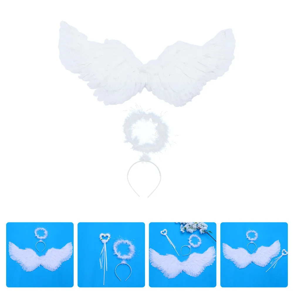 

1Set Angel Wings Hair Hoop Kids Party Performance Costume Dress Up Props for Girls Angel Costume Kids Performance Suit