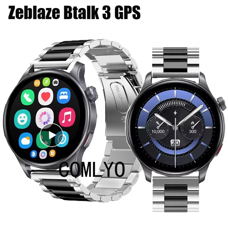 For Zeblaze Btalk 3 GPS Strap smart watch Metal Stainless Steel Adjustable Band Bracelet Luxurious Belt For Women men