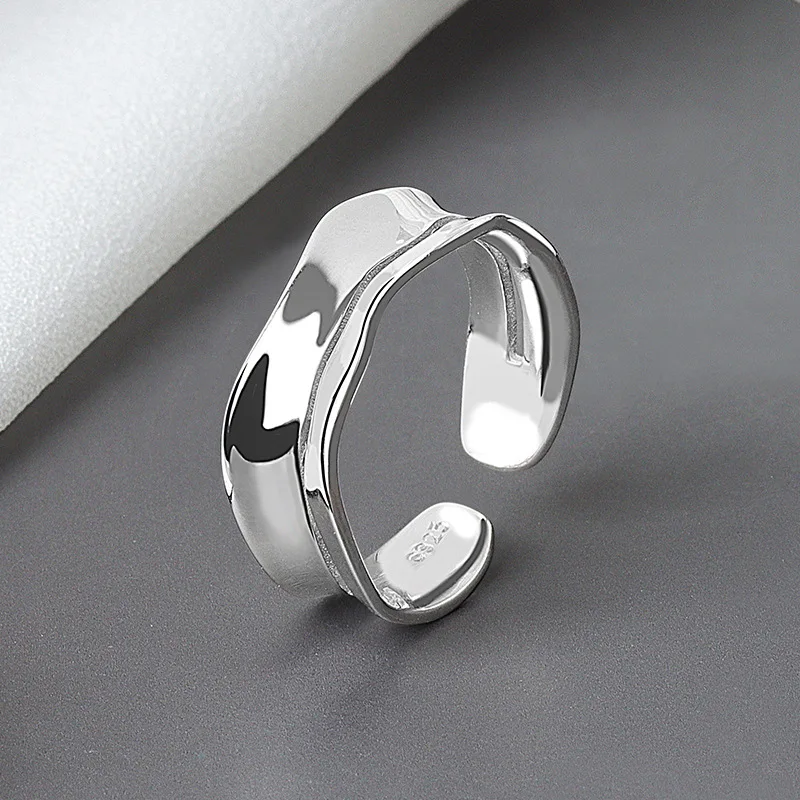 

925 Sterling Silver Simple Rings For Women Couples Fashion Creative Geometric Handmade Daily Party Jewelry Gifts
