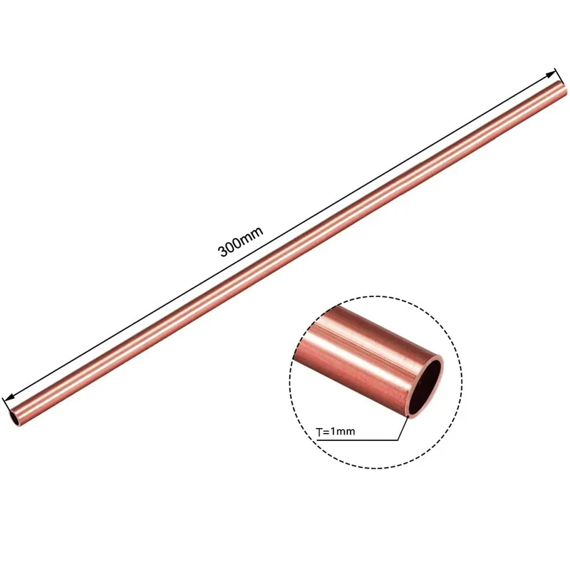 Tuyau droit en cuivre rouge, diamètre extérieur 2 ~ 20mm, diamètre intérieur 1 ~ 18mm, tuyau en métal en cuivre, longueur 100mm ~ 500mm, 1 pièce