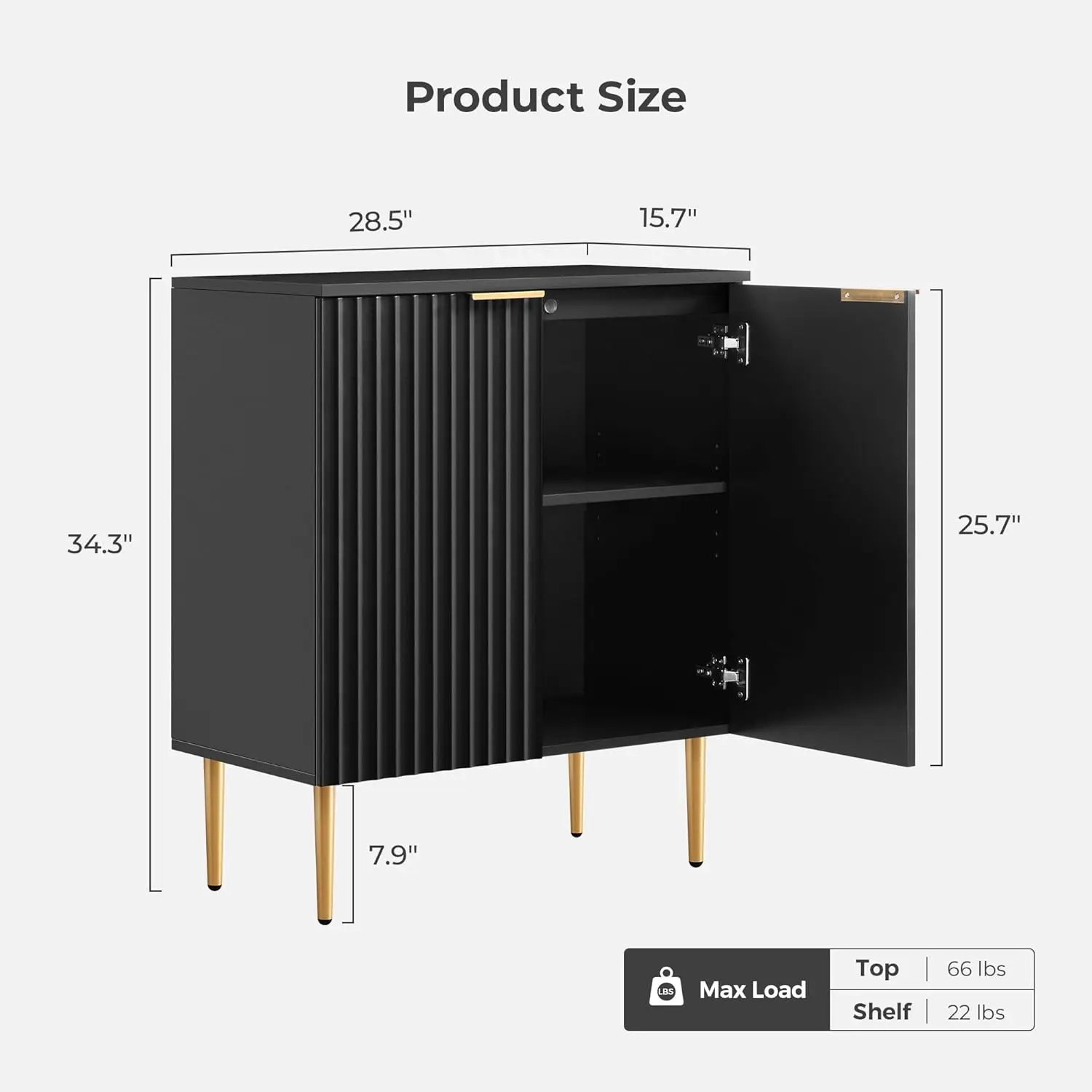Credenza moderna da 57' con 4 ripiani regolabili - Consolle salvaspazio per ingresso, cucina, soggiorno
