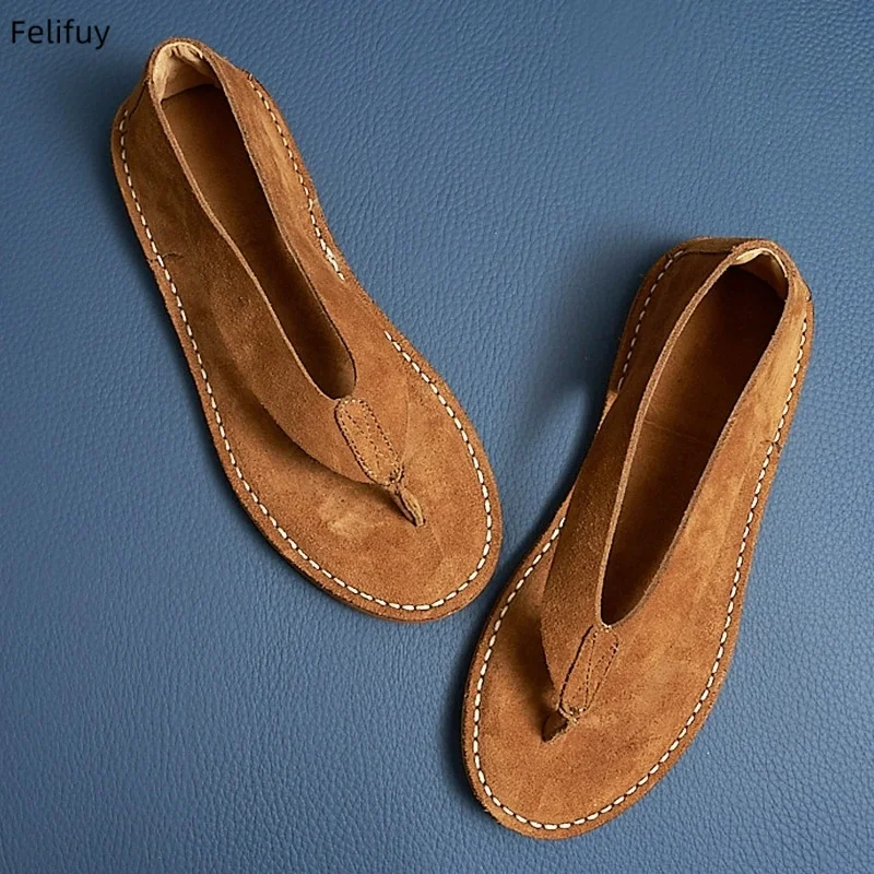 Men Sandals Casual Men Flat Sandals Outdoor Beach flip-flop Shoes For Men Fashion Geunine Leather Flats Non Slip Ankle Wrap Shoe