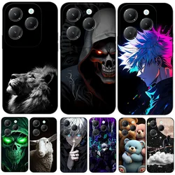 Case For infinix HOT 40 PRO 4G Silicon Phone Cover black tpu case funy skull skeleton lion