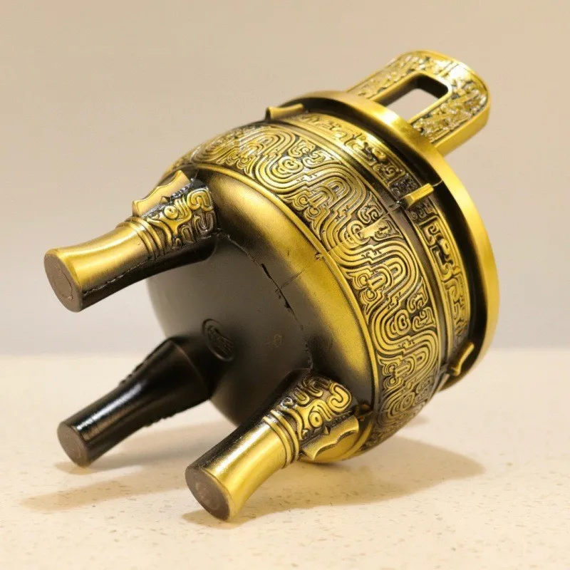 Ornaments Yuan Ke Three-legged Bronze Metal Crafts Round Ding