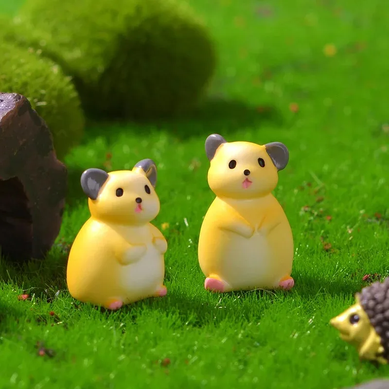 3PCS/Set Miniatures Figurines Cute Mini Pika Animal Micro Landscape Ornaments For Home Decorations Room Decor Desk Accessories