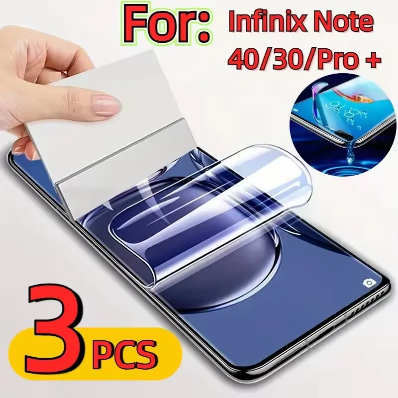 3Pcs Hydrogel Film For Infinix Note 40X 5G 40 Pro Plus Screen Protector Film Infinix 50 Pro Plus 4G 5G