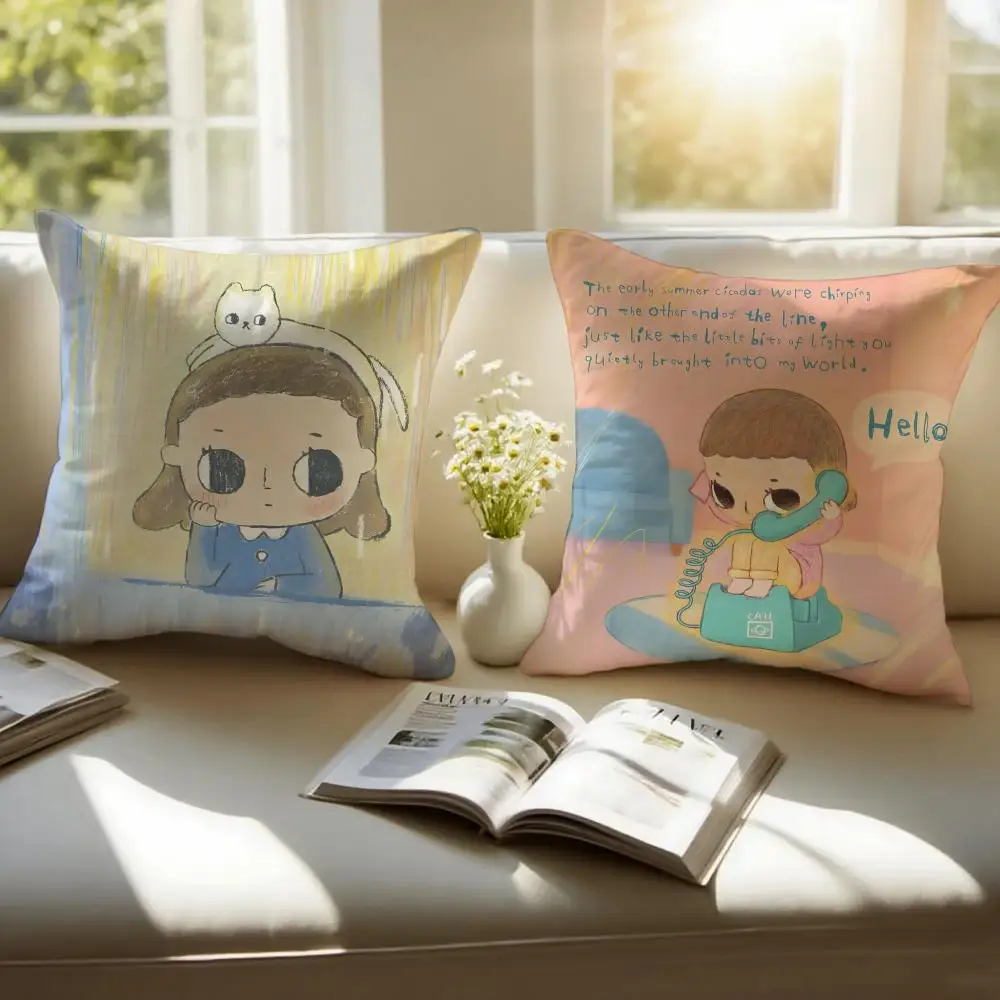 Adorable Character Nyota Cushion Cover Pillowcase Anti-dustmite Invisible Zipper Short Plush Sofa Cushion