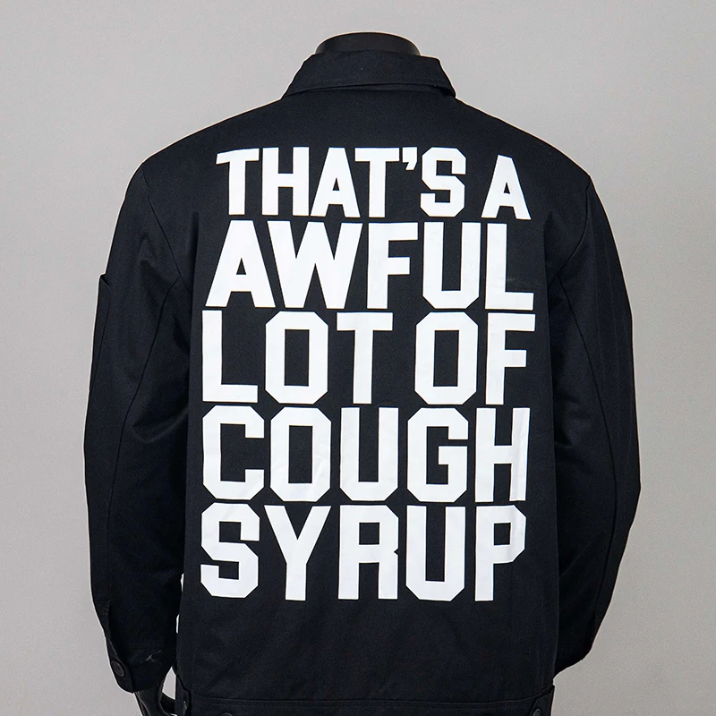 American Street Y2K Trend New Cough Syrup Padded Jacket Letter Print Casual Jacket Outerwear Men Women Same Styles
