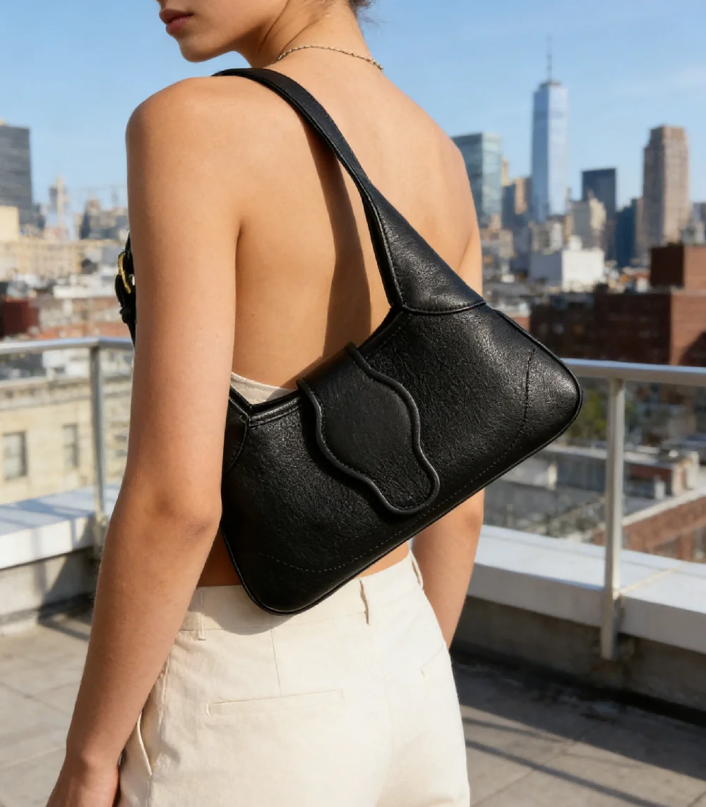 

Minimalist Black Hobo Shoulder Bag, Casual Crossbody Purse, Chic Daily Handbag with Clean Lines for Matching Formal