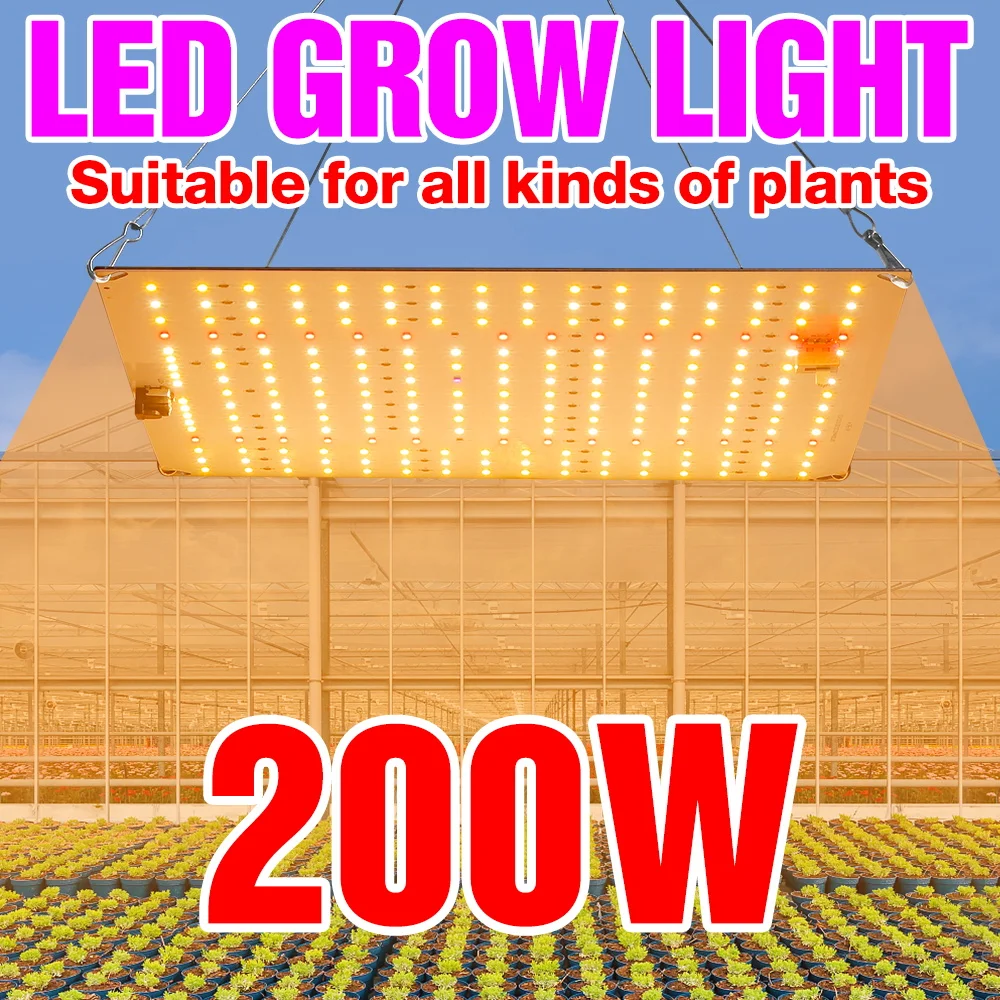 

200W LED Grow Light Full Spectrum Quantum Board Plant Hydroponics Lamp For Indoor Potted Fruit Greenhouse Tent Cactus Succulent