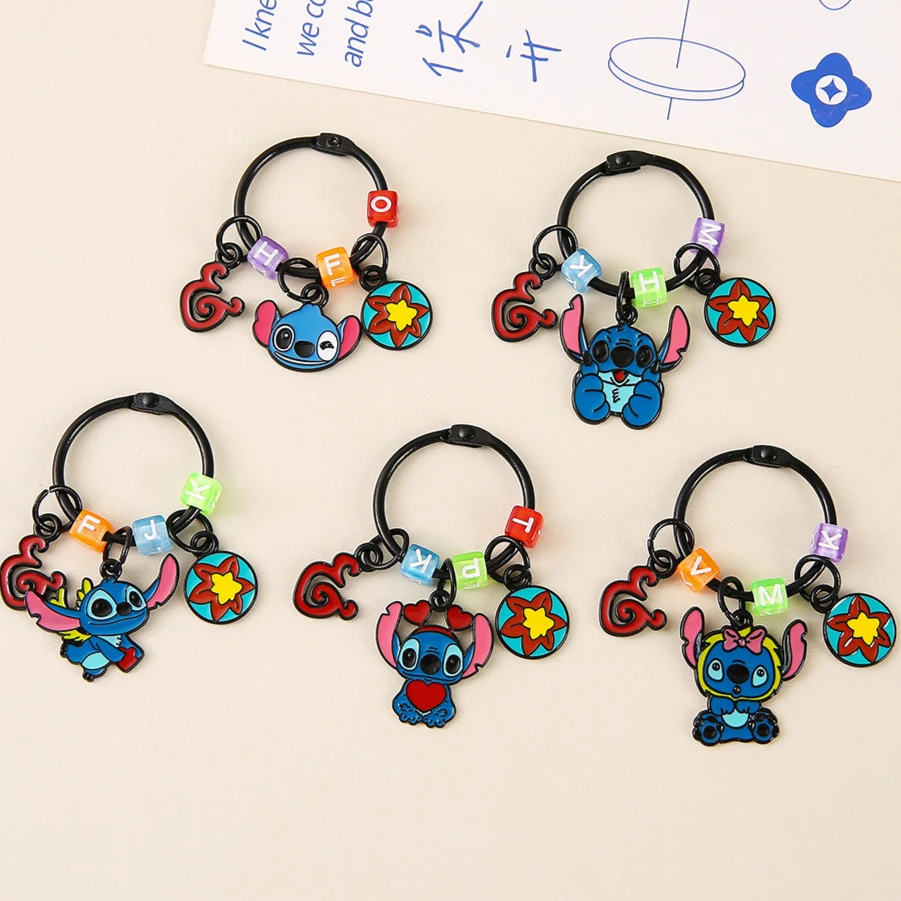 New Cartoon Stitch Keychain Bag Small Pendant Spray-painted Lilo & Stitch Keyring Accessory Children's Toy Christmas Gifts