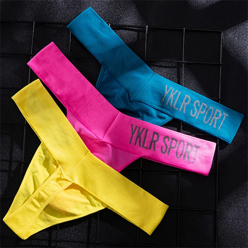 Sexy Wide V Waist Panties Sports Girl Letter Belt Briefs T Back Thong Women Fitness Underwear Brazilian lenceria sensual tangas