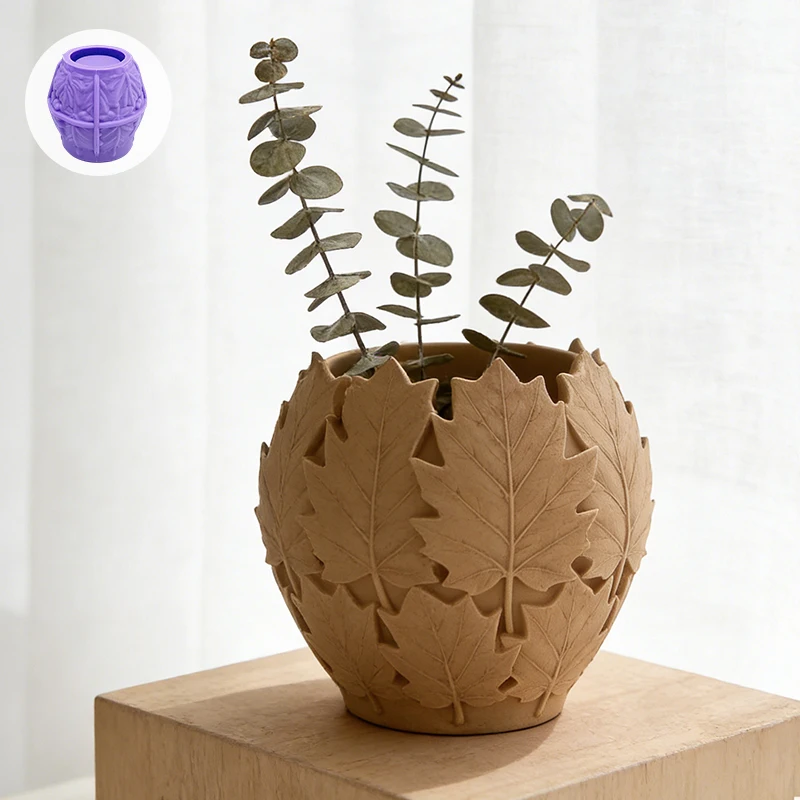 Leaves-shaped silicone art mold with exquisite texture. Use it to make forest-themed maple leaf ball flower pots/decorative orna view 6