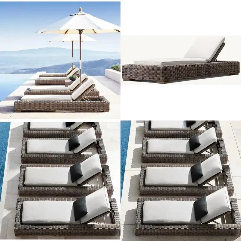 Modern Outdoor Plastic Rattan Sundeck Chairs for Garden Poolside Hotel Custom