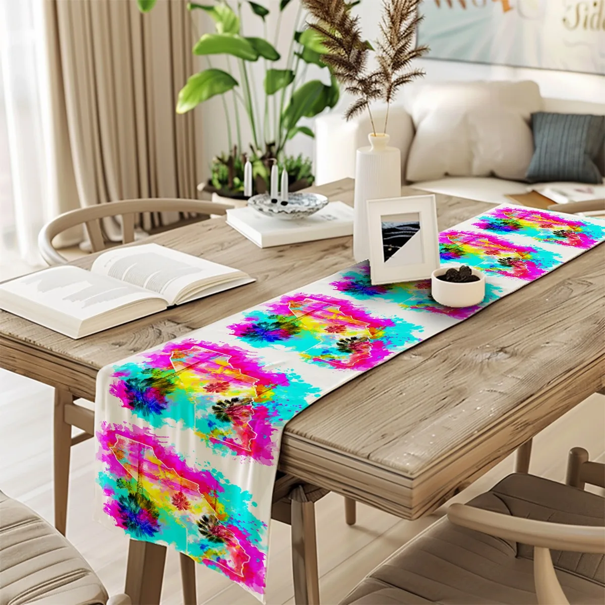 decor table runner Flamingo and Floral Mid Century Modern Style Table Flag for family party,dining table decoration,festival par