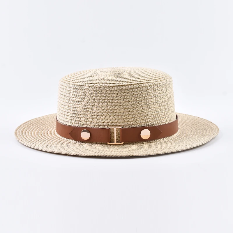 Sommer Damen Strohhut, modischer flacher Reise- und Strand-Sonnenhut, Chapeau Femme – Detail 3