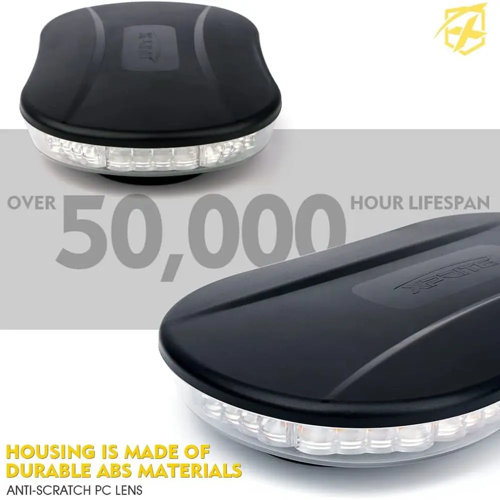 Faro stroboscopico sul tetto del veicolo di emergenza con 19 modelli flash, base magnetica, bianco e verde