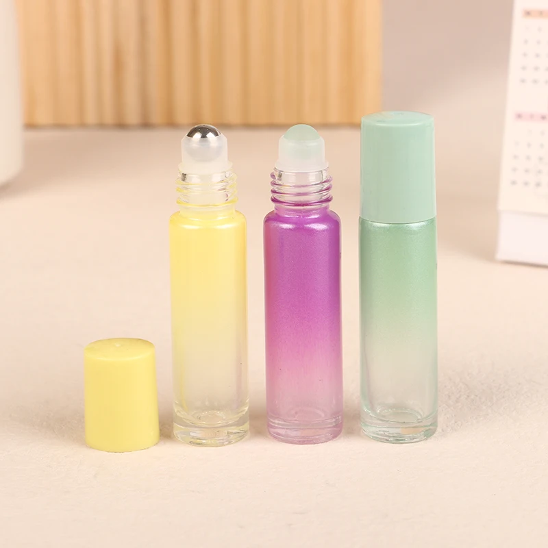 Botol Roller minyak esensial kaca buram portabel 10ml botol Roll On isi ulang Mini untuk aromaterapi