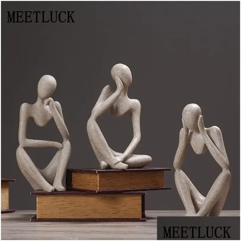 

Objects Figurines Synthetic Resin Creative Abstract Character Thinker Statue Christmas Birthday Present Home Decoration DhIe