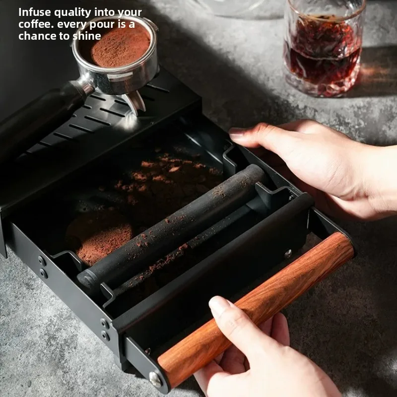Coffee Knock Box Drawer, Espresso Grounds Bin with Rubber Knock Bar and Grinder Support Base for Commercial Coffee Counters