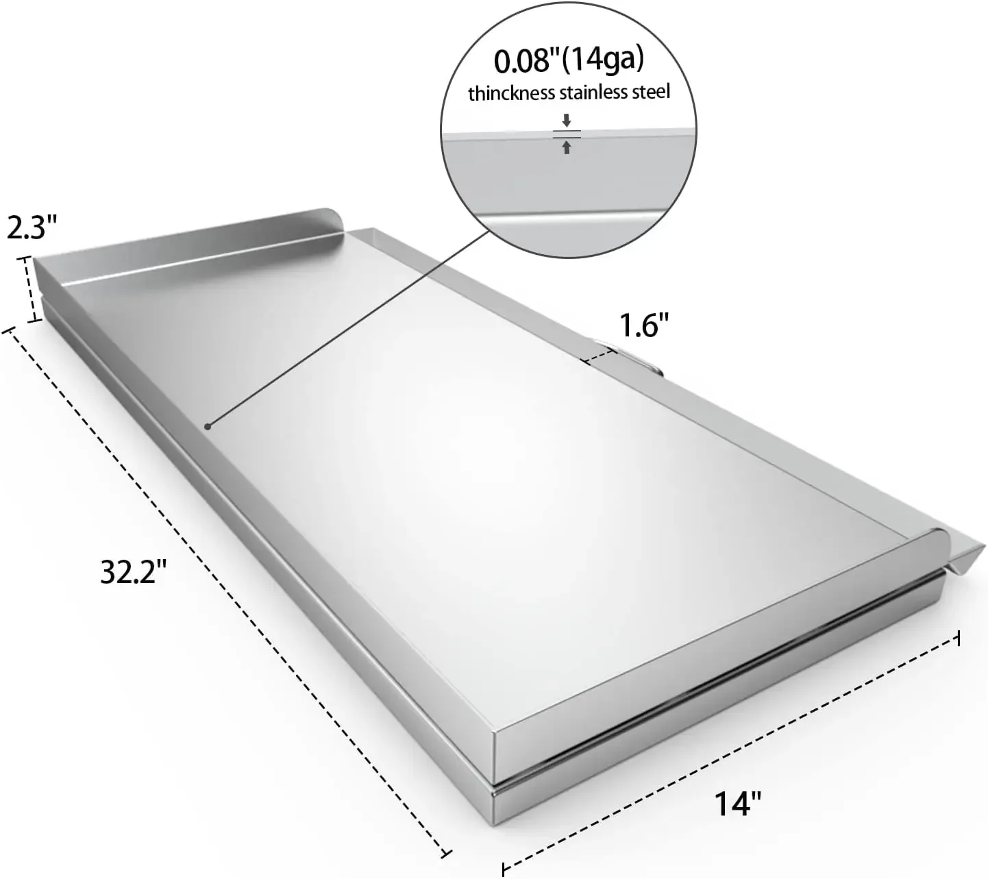 Plancha de cocina de repuesto de acero inoxidable fundido con mango para Camp Chef SG60, compatible con Camp Chef, estufa de 2 quemadores de 14"