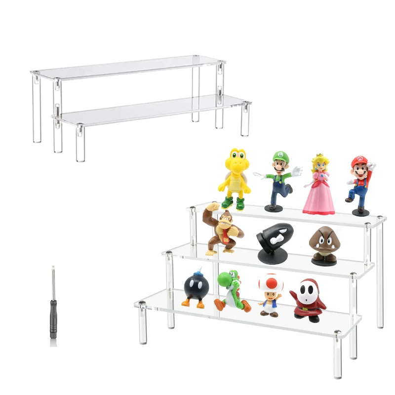 

Acrylic Risers for Display, Clear Perfume Organizer Acrylic Display Stand Shelf for Amiibo Funko Pop Figures Collection Dessert