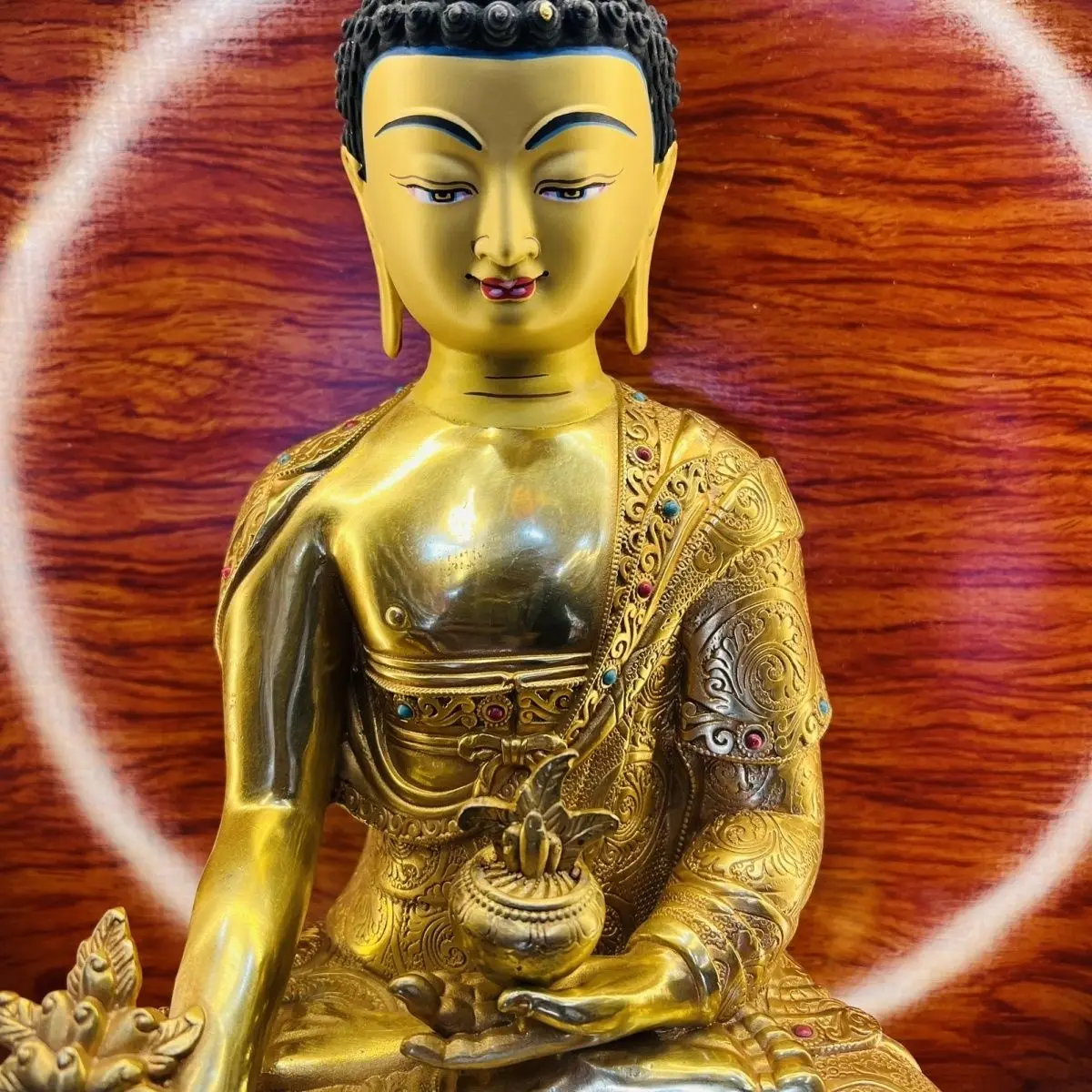 Medicine Buddha pure copper gilt craft boutique household tantra pure copper Mani ornament Buddha statue home